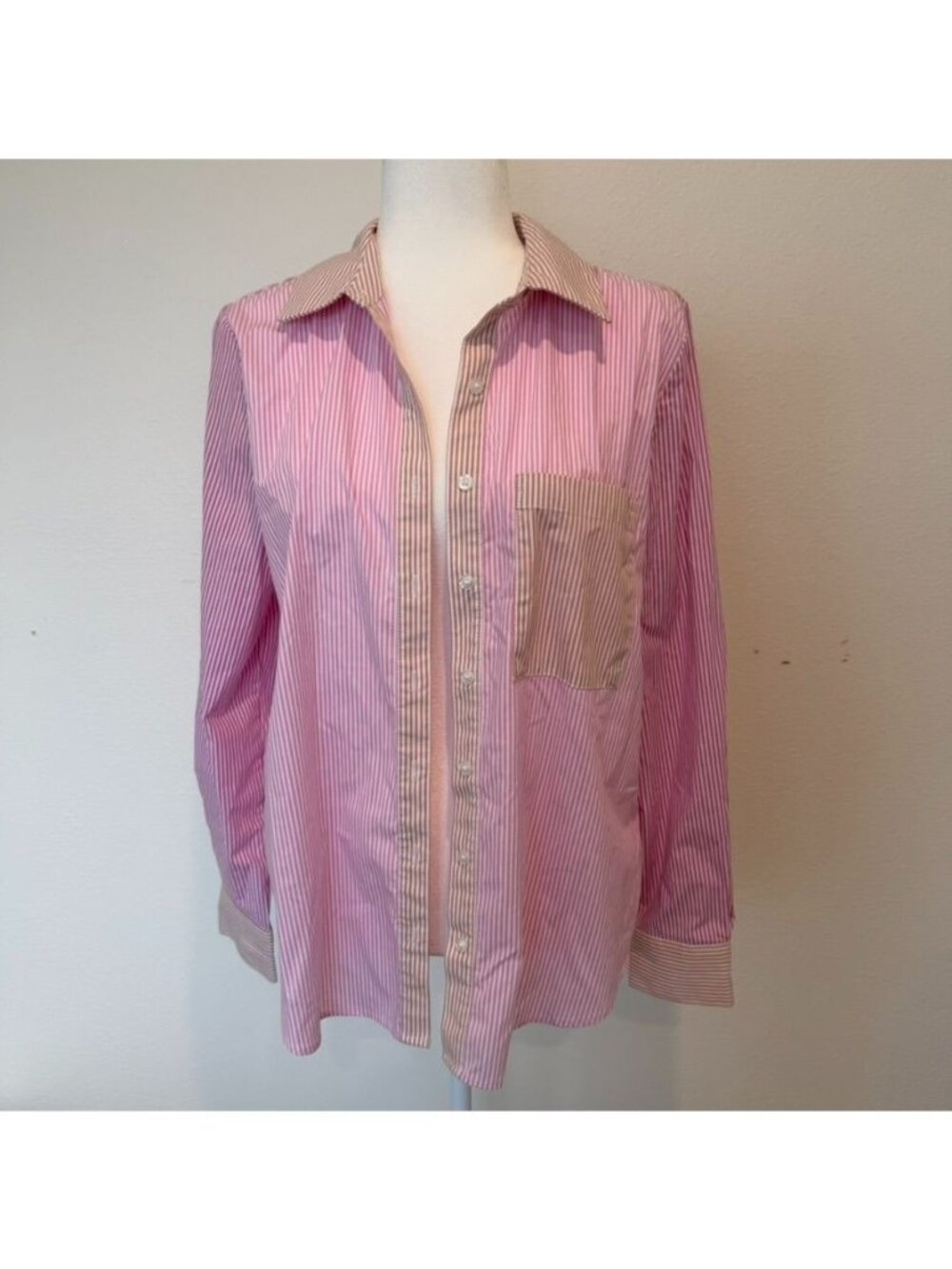Casa Cabana Cotton Blend Relaxed Lightweight Stripe Button Front Shirt Size M